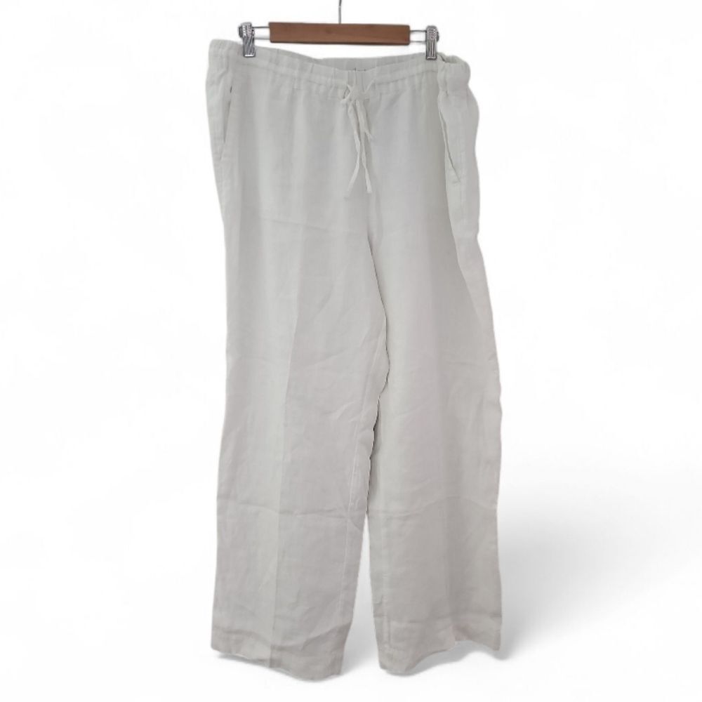 Charter Club Luxury Linen Pants Sz XL Fully Lined White Classic Coastal Grandma